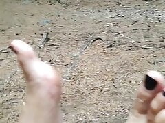 Wife feet bastinado in the wood