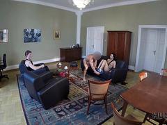 HUNT4K. Mature hunter stretches cutie while her cuckold BF watches this