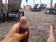 Masturbation Beach In Front Milf With Big Boobs (no Cum)