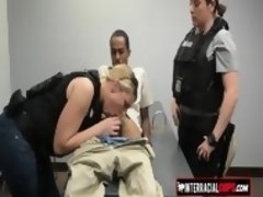 Horny breasty officers get their pussy pounded in the desk