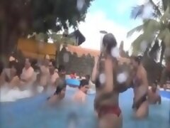 Filming sexy friends at waterpark