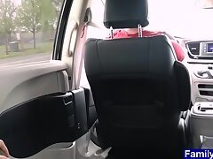 Stepdad tells his stepson to suck his cock in the car