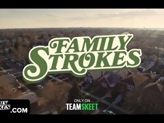 Family Strokes -Science Guy Makes His Fit Stepsis And Stepmom Bend Over The Kitchen Counter And Fuck