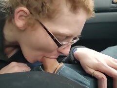 Redhead Milf Ivy Sucks And Swallows Hubbys Load In A Parked Car