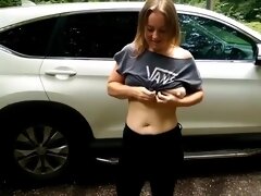 Uni Student Slut Fucked & Cum Gargles In Public Woodland Car Park