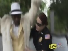 Black thug is getting a deep throat before going to jail by two slutty MILFs.