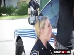 Horny blonde cop loves getting hard fucked by a black dude that she just arrest to fuck. Join us now