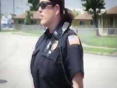 Big breasted officers like to share a big black cock to suck