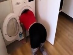 BIG TIT Big ASS Mature Aussie Step MOM Stuck In Washing Machine Trying To Wash Fucked By Step Son Then Left Helpless Covered In Cum