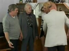 Two Old Men And A Young Blonde Girl
