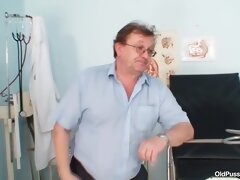 Czech Granny Started Moaning From Pleasure While Her Kinky Gynecologist Was Toying Her Hairy Pussy